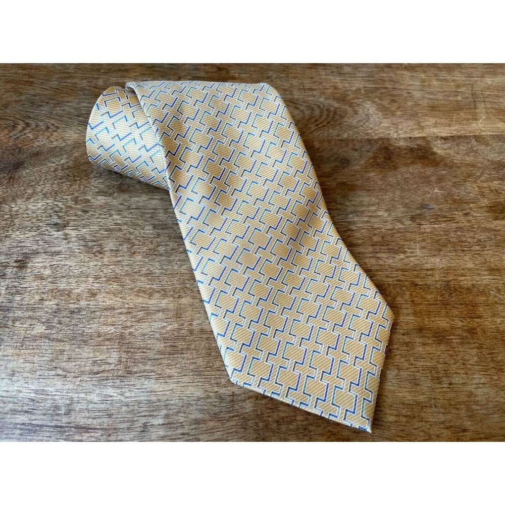 NEW ~ METROPOLITAN BY LORD & TAYLOR Men's Gold Tie 100% SILK Hand Sewn in Korea